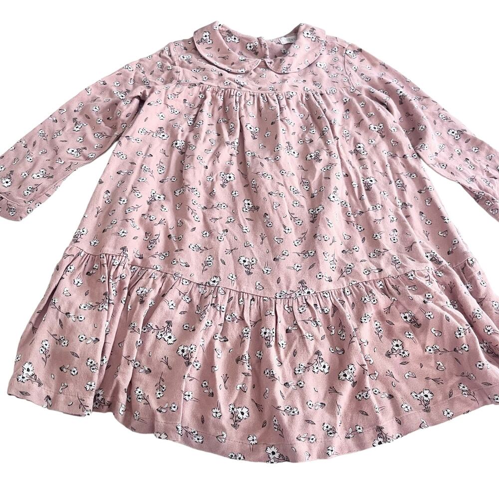 Buho girls floral tiered a-line light brown long sleeve dress 3 years